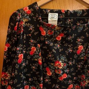 Vintage Laura Ashley Corduroy Dress with Floral Pattern
